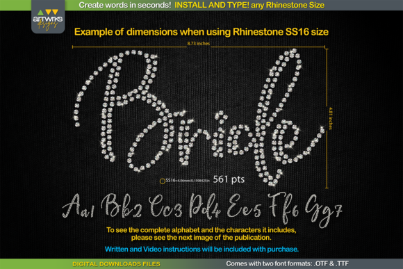 RS01 Cursiva Rhinestone Template TTF for Sparkling Designs